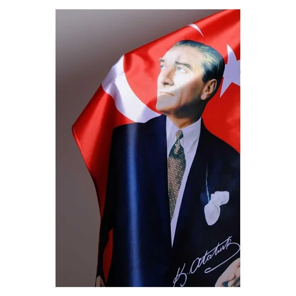 Bayrak Atatürk Baskılı Türk Bayrağı 70X105 cm Raşel Kumaş Dijital Baskı - Görsel 2