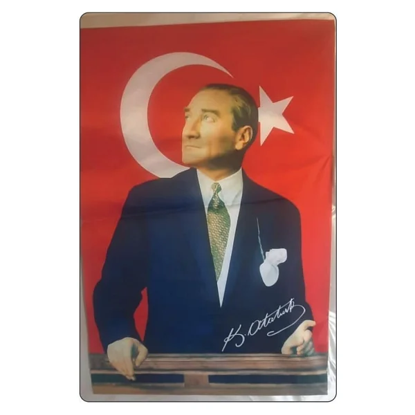 Bayrak Atatürk Baskılı Türk Bayrağı 70X105 cm Raşel Kumaş Dijital Baskı - Görsel 3