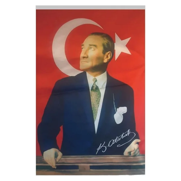 Bayrak Atatürk Baskılı Türk Bayrağı 70X105 cm Raşel Kumaş Dijital Baskı - Görsel 5