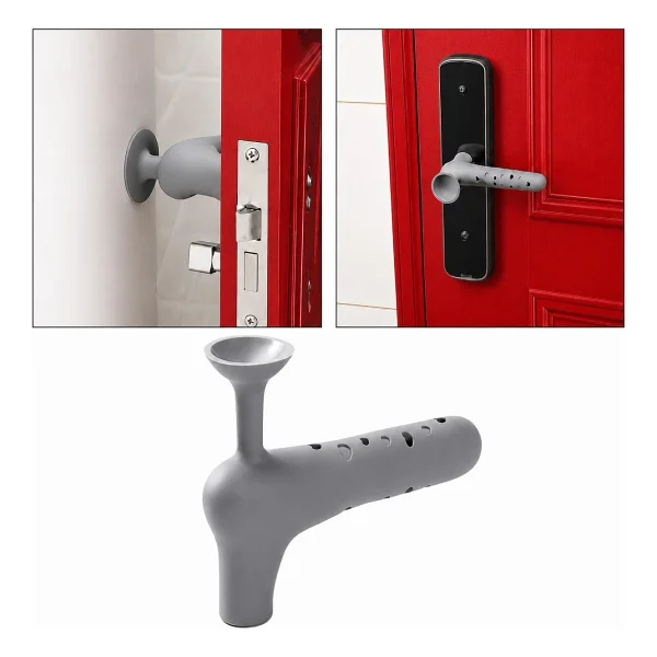 sanal trend 2 Adet Gri Renk Silikon Kapı Kolu Stoperi Pencere Tutucu Stoper Duvar Koruyucu - Görsel 2