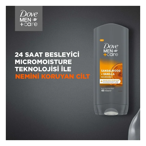 Dove Men +Care Sandalwood Vanilla 400 ml Duş Jeli - Görsel 4