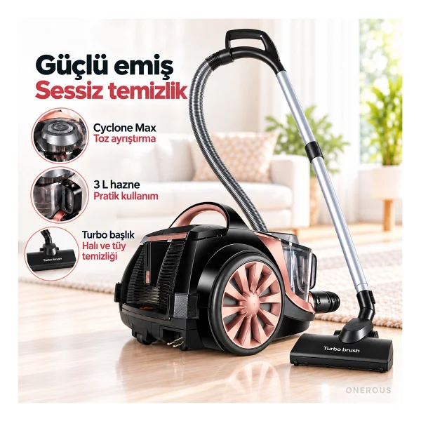 Arnica Tesla Premium Mor ET14301 750 W Toz Torbasız Süpürge - Görsel 9