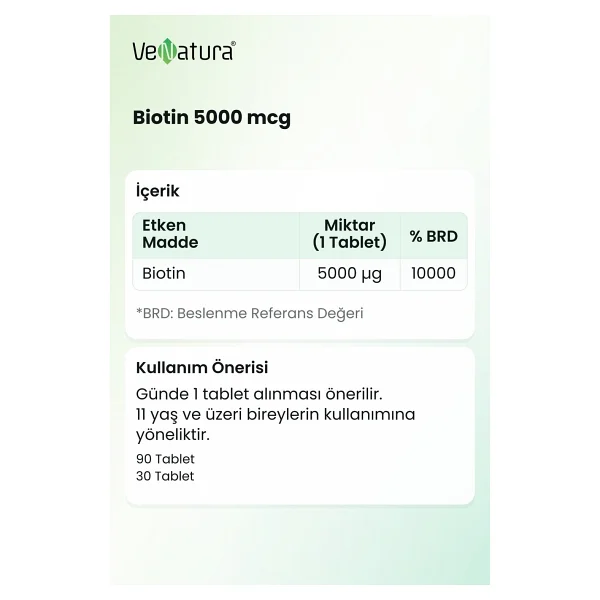 Venatura Biotin 5000 mcg 90 Tablet - Görsel 8