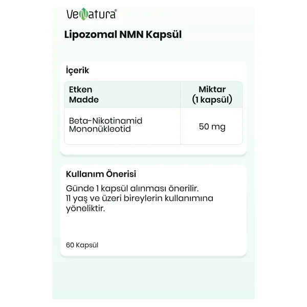 Venatura Lipozomal NMN 60 Kapsül - Görsel 7