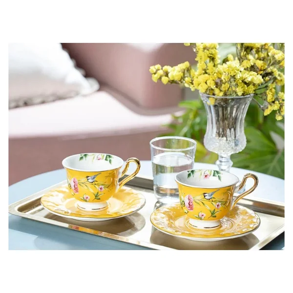 English Home Vanilla New Bone China Sarı 2 Kişilik Kahve Fincan Takımı - Görsel 4