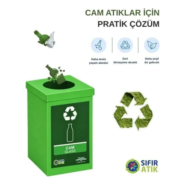 Temel Dönüşüm Kutusu Sıfır Atık Kutusu Yeşil Cam - Görsel 2