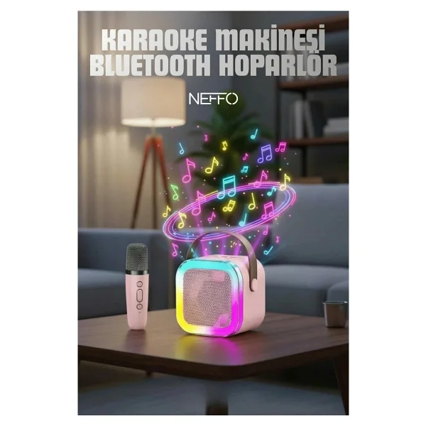 Neffo Bluetooth Karaoke Mikrofon ve Taşınabilir Hoparlör Çok Işlevli Müzik Çalar, Çocuk ve Yetişkin Için - Görsel 4
