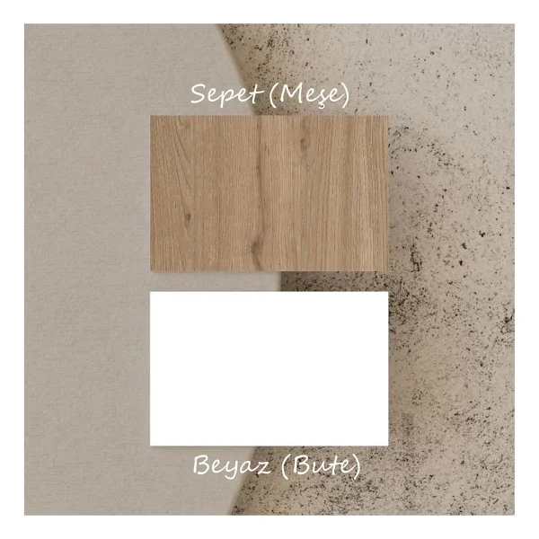 Mezza 4090 Napoli 180 cm (Membran Mdf Kapaklı) Bohem Tv Ünitesi Sepet - Beyaz - Meşe - Beyaz - Görsel 7