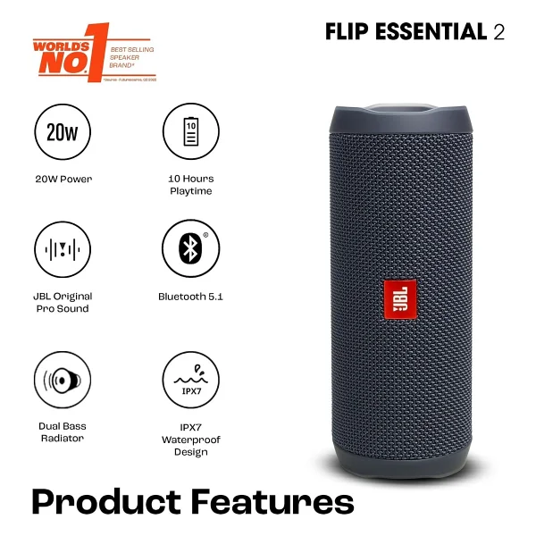 JBL Flip Essential 2 Bluetooth Hoparlör - Görsel 2