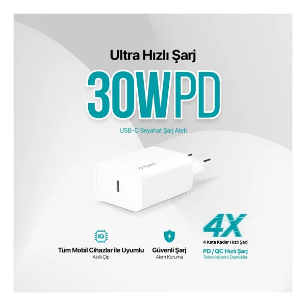 Ttec SmartCharger 2SC26B 30 W Type-C Hızlı Şarj Adaptörü - Görsel 3