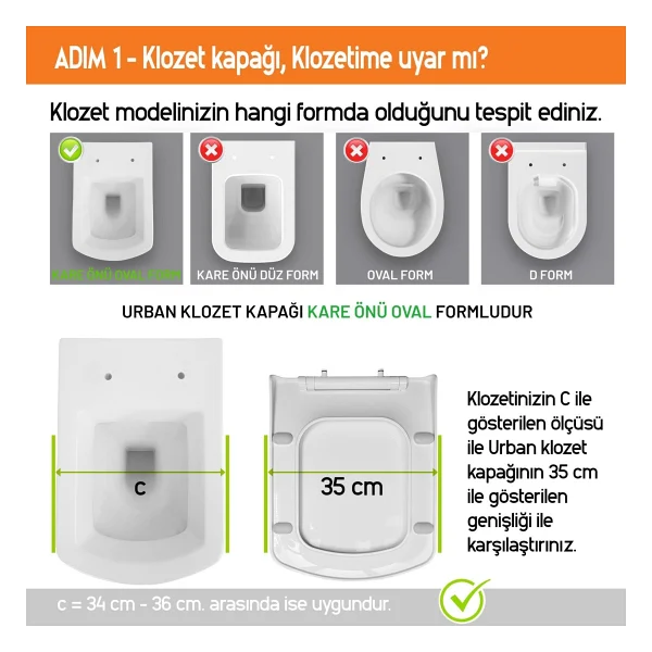 Aqua Bagno Urban Yavaş Kapanan Klozet Kapağı - Görsel 3