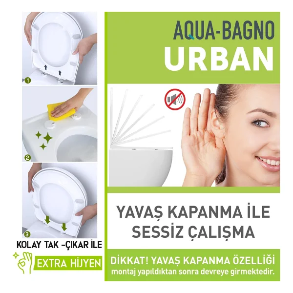 Aqua Bagno Urban Yavaş Kapanan Klozet Kapağı - Görsel 5