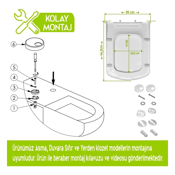 Aqua Bagno Urban Yavaş Kapanan Klozet Kapağı - Görsel 6