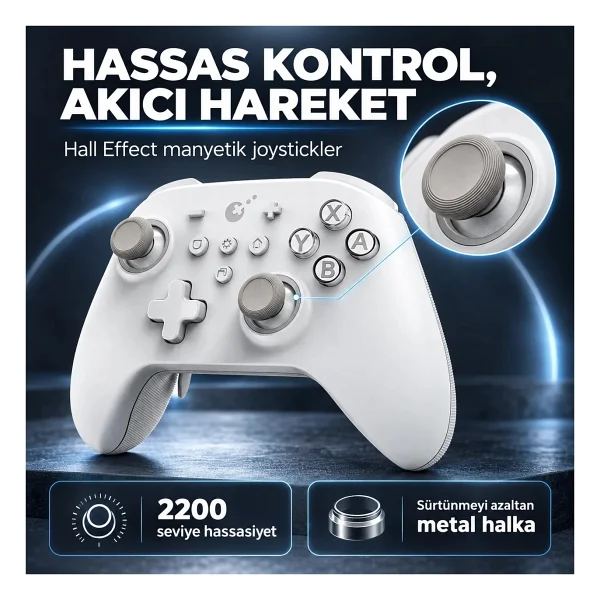 GuliKit KK3 Max Beyaz Kablolu/Kablosuz Oyun Kolu - Görsel 2