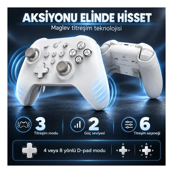 GuliKit KK3 Max Beyaz Kablolu/Kablosuz Oyun Kolu - Görsel 3