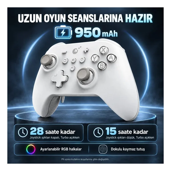 GuliKit KK3 Max Beyaz Kablolu/Kablosuz Oyun Kolu - Görsel 5