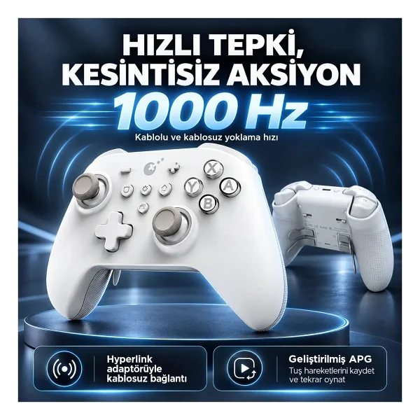 GuliKit KK3 Max Beyaz Kablolu/Kablosuz Oyun Kolu - Görsel 6