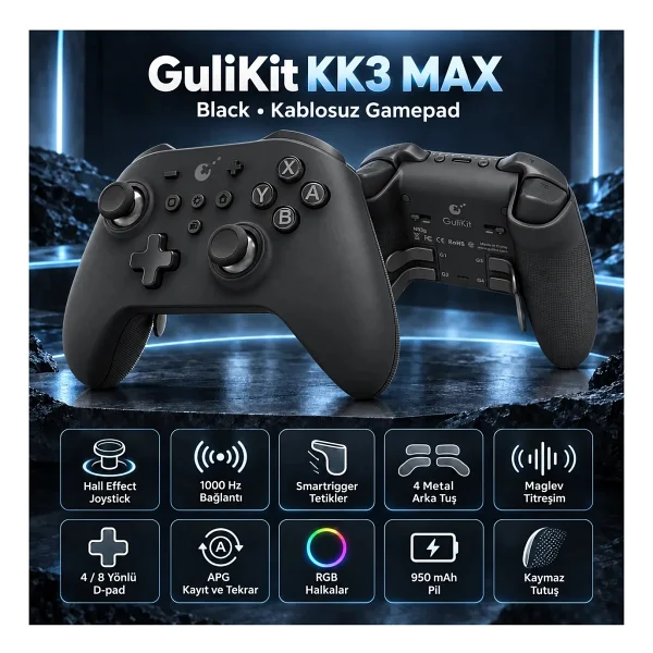 GuliKit KK3 Max Beyaz Kablolu/Kablosuz Oyun Kolu - Görsel 10
