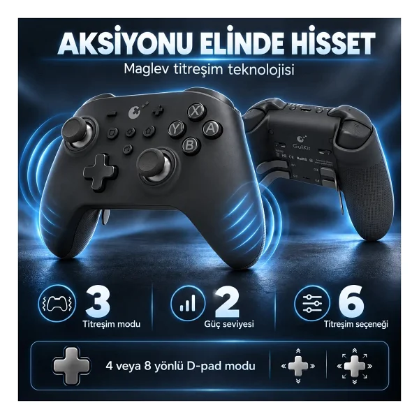 GuliKit KK3 Max Siyah Kablolu/Kablosuz Oyun Kolu - Görsel 3