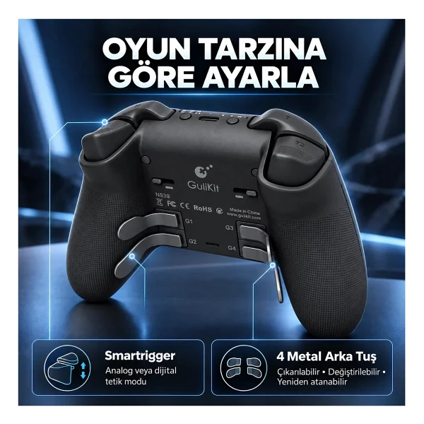 GuliKit KK3 Max Siyah Kablolu/Kablosuz Oyun Kolu - Görsel 4