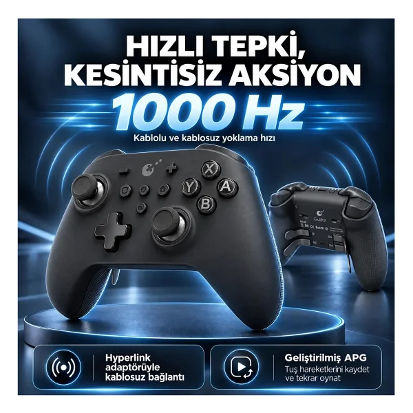 GuliKit KK3 Max Siyah Kablolu/Kablosuz Oyun Kolu - Görsel 6