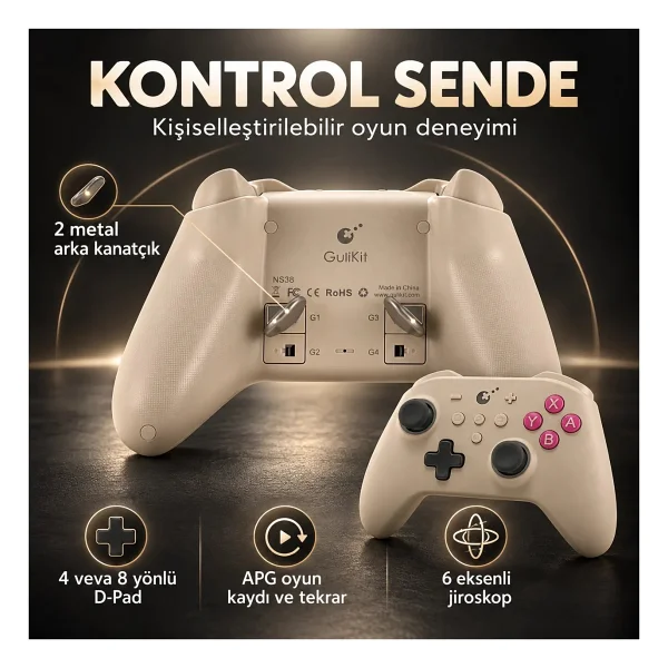 GuliKit KK3 Pro Kablolu/Kablosuz Oyun Kolu - Görsel 3