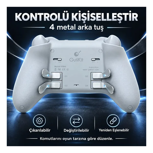 GuliKit TT Max Beyaz Kablolu/Kablosuz Oyun Kolu - Görsel 6