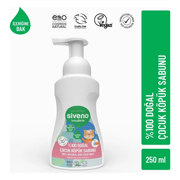 Siveno %100 Zeytinyağlı 250 ml Doğal Kids Köpük Sabun - Görsel 9
