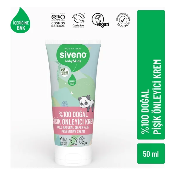 Siveno %100 Doğal Bebek Pişik Önleyici Krem Çinko PCA Yenidoğan Koruyucu & Hassas Onarıcı Bakım Kremi 50 ml - Görsel 6