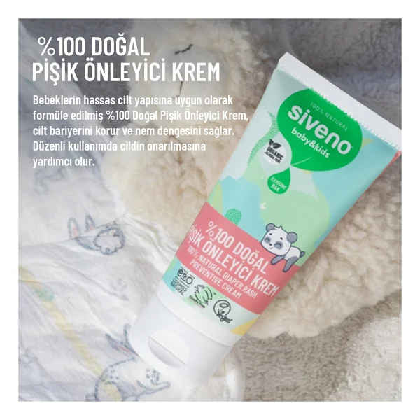 Siveno %100 Doğal Bebek Pişik Önleyici Krem Çinko PCA Yenidoğan Koruyucu & Hassas Onarıcı Bakım Kremi 50 ml - Görsel 2