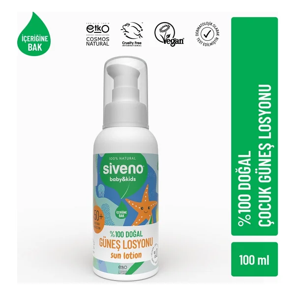 Siveno Doğal 100 ml 50 Faktör Çocuk Güneş Losyonu - Görsel 3
