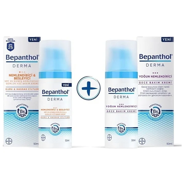 Bepanthol Derma Nemlendirici & Besleyici Spf 25 Yüz Kremi 50 ml + Yoğun Nemlendirici Gece Kremi 50 ml - Görsel 2