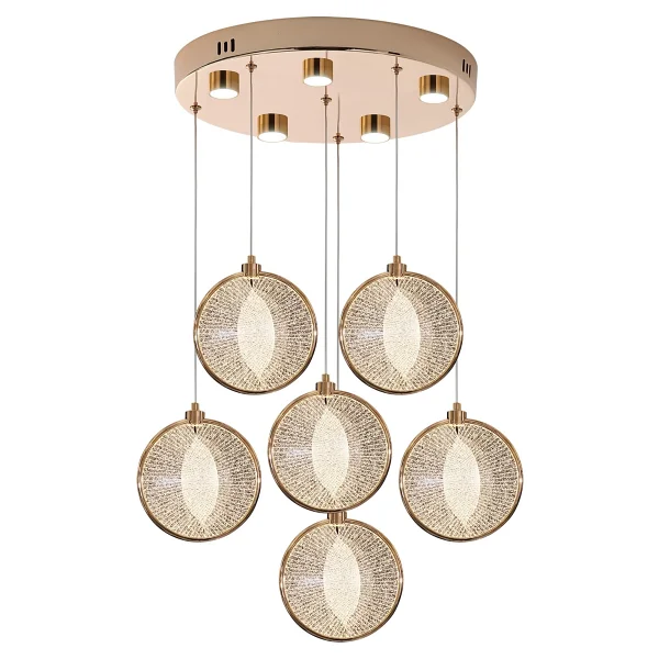 Edward 6'lı 70 Watt Yuvarlak Gold Ledli Modern Salon Avize - yok - Görsel 2
