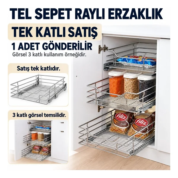 Huzur Mobilya Aksesuarları Bagımsız Teleskopık Frenlı Cekmece 55 cm - Kulp - Görsel 2
