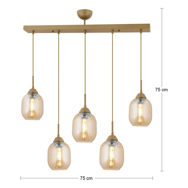 Apliqa Hierro 5'li Sıralı Eskitme Modern Salon Avize - Görsel 5