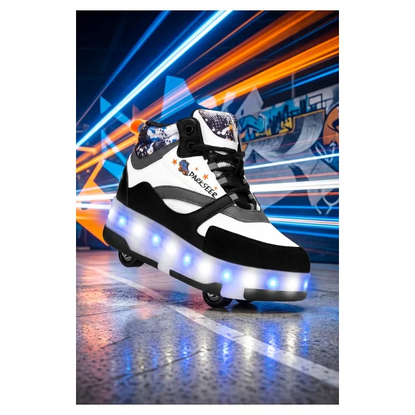 Dark Seer Ds Speedy Beyaz Mor Tekerlekli Işıklı Paten Çocuk Ayakkabı Sneaker - Beyaz - Mor - 29 - Görsel 10