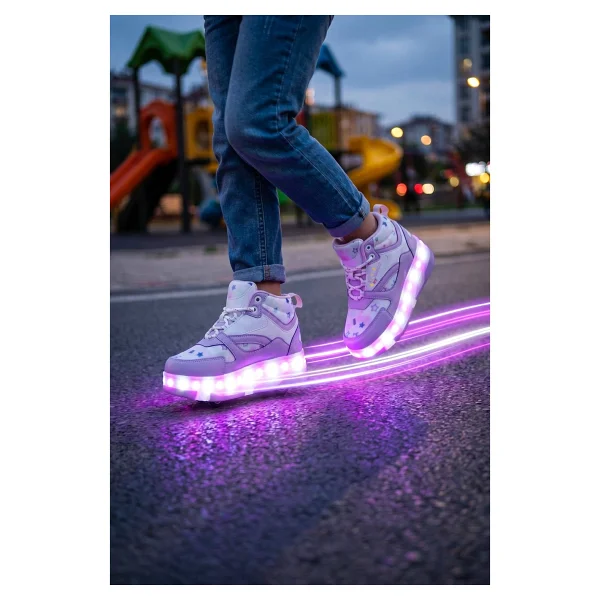 Dark Seer Ds Speedy Beyaz Mor Tekerlekli Işıklı Paten Çocuk Ayakkabı Sneaker - Beyaz - Mor - 29 - Görsel 6