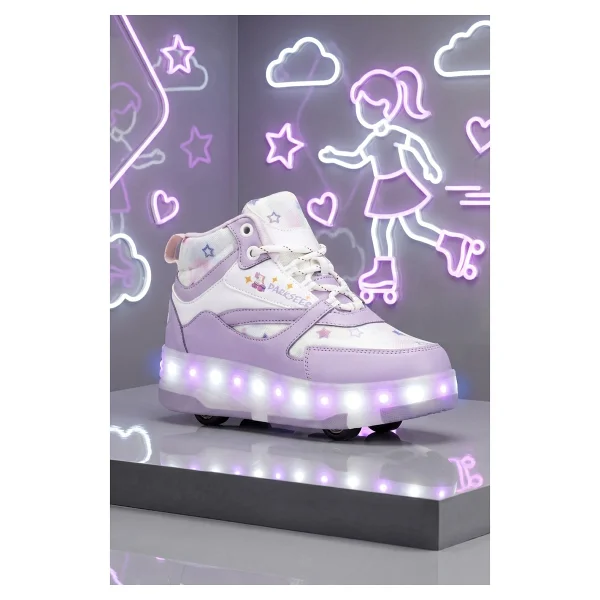 Dark Seer Ds Speedy Beyaz Mor Tekerlekli Işıklı Paten Çocuk Ayakkabı Sneaker - Beyaz - Mor - 29 - Görsel 7