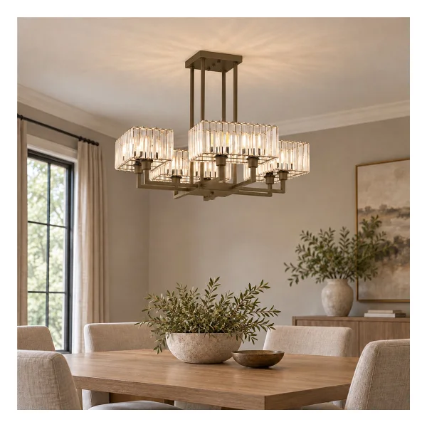 Apliqa Brambles Eskitme 8'li Kristal Taşlı Modern Salon Avize - Görsel 6