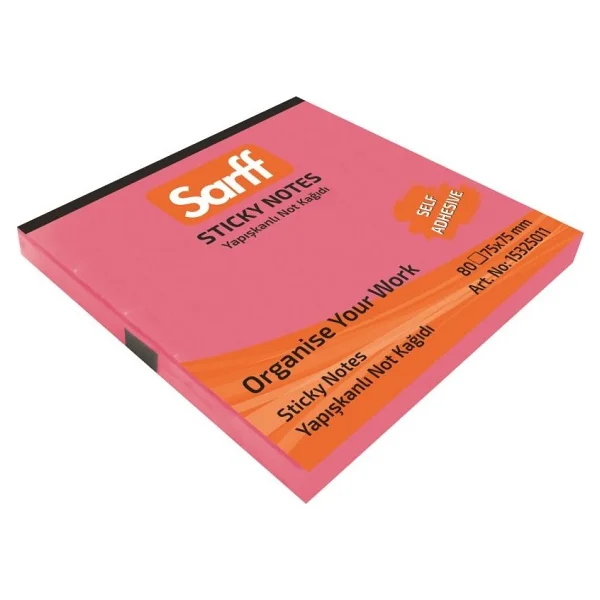Sarff 75x75mm Fosforlu Pembe Not Kağıdı 80YP - Görsel 2