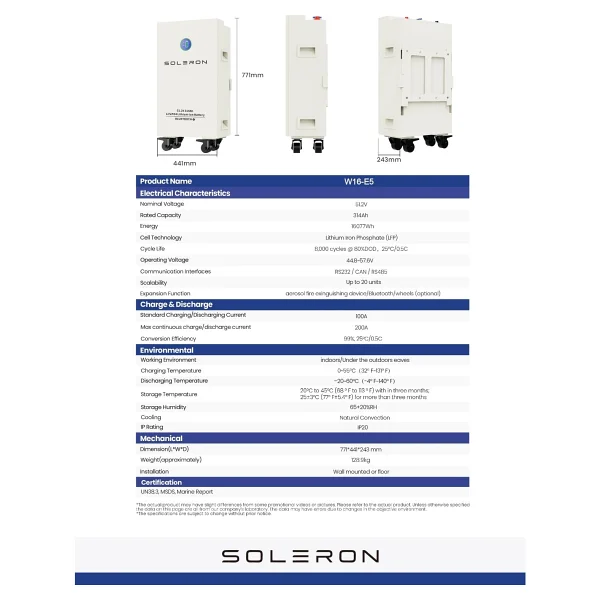 Soleron 314Ah-51.2V Lityum Akü - Görsel 3