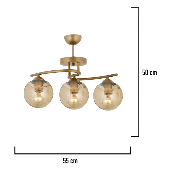 Apliqa Elite 3'lü Eskitme Bal Camlı Avize - Görsel 7