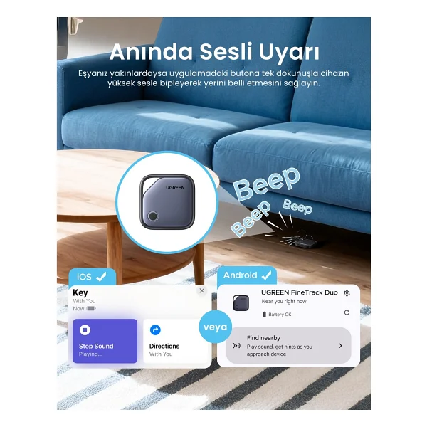Ugreen Finder Pro Bluetooth 5.4 Akıllı Takip Cihazı, 75646 - Görsel 4