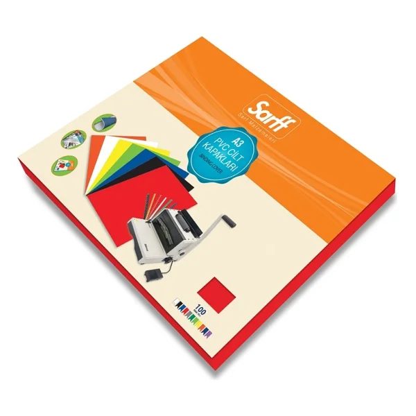 SARFF A-3 Cilt Kapağı 160 Micron Kırmızı 100 Lü (1 Paket 100 Adet) - Görsel 4