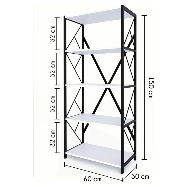 Morpanya Oven Metal Mutfak Rafı Malzeme Dolabı 5 Raflı Mikrodalga Fırın Rafı Çok Amaçlı Dolap Raf 150 cm - Beyaz - Görsel 5
