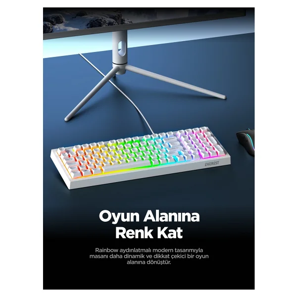 Everest Silent KB-98 Membrane Switch Kablolu Oyuncu Klavyesi - Görsel 2