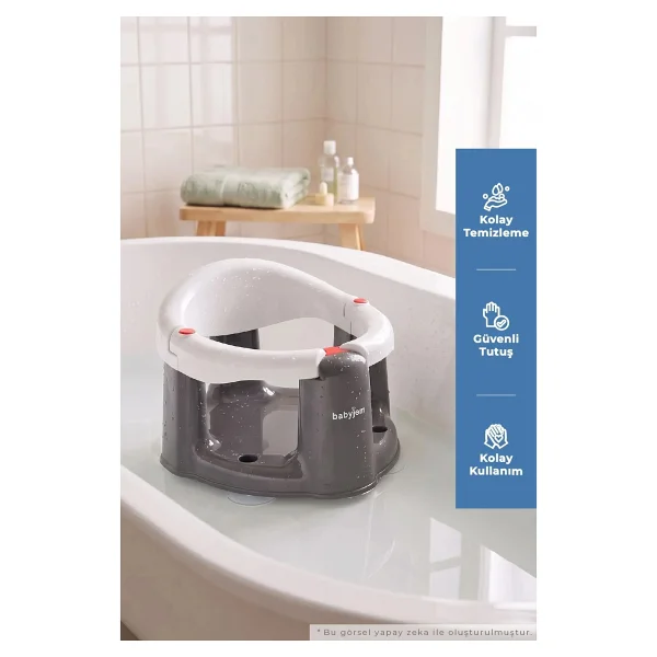 Babyjem Beyaz Önden Açılır Banyo & Mama Oturağı 2 Parça Güvenli Kullanım ve Rahat Oturma Alanı - Görsel 5