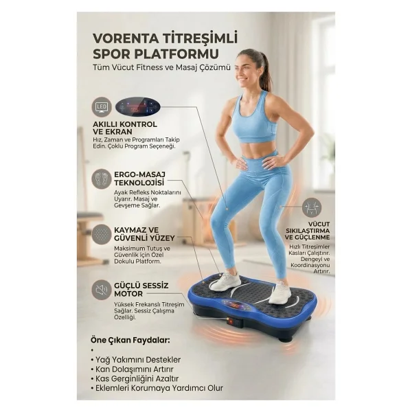 Fit Plus Yüksek Titreşimli 5 Programlı Spor Kondisyon Aleti ve Egzersiz Aleti - Görsel 10