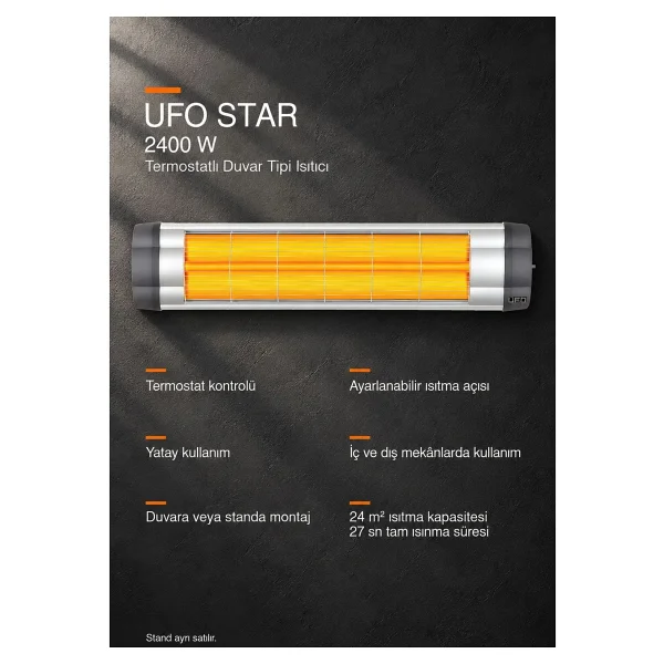 Ufo Star S/24 2400 W Infrared Isıtıcı - Ayak Dahil - Görsel 3