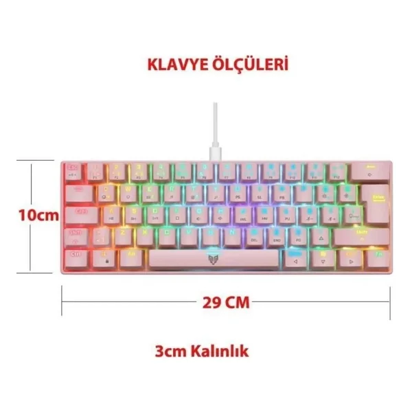 Blueforce Majesty RGB TKL Red Switch Kablolu Mekanik Oyuncu Klavyesi - Görsel 6